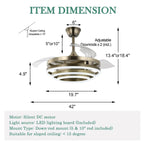 Cusp Barn 42 Retractable Ceiling Fan with Lights and Remote DIY Shape Fandelier Modern Silent DC Motor LED Ceiling Light