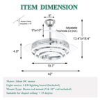 Cusp Barn 42 Retractable Ceiling Fan with Lights and Remote DIY Shape Fandelier Modern Silent DC Motor LED Ceiling Light