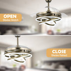 Cusp Barn 42 Retractable Ceiling Fan with Lights and Remote DIY Shape Fandelier Modern Silent DC Motor LED Ceiling Light