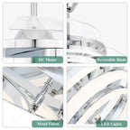 Cusp Barn 42 Retractable Ceiling Fan with Lights and Remote DIY Shape Fandelier Modern Silent DC Motor LED Ceiling Light