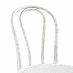 Camille Elm Wood and Rattan Bentwood Dining Chair, Distressed White