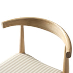 Arley Set of 2 Beech Wood Dining Chairs, Natural and Light Taupe Striped