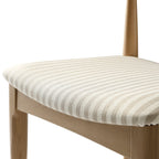 Arley Set of 2 Beech Wood Dining Chairs, Natural and Light Taupe Striped