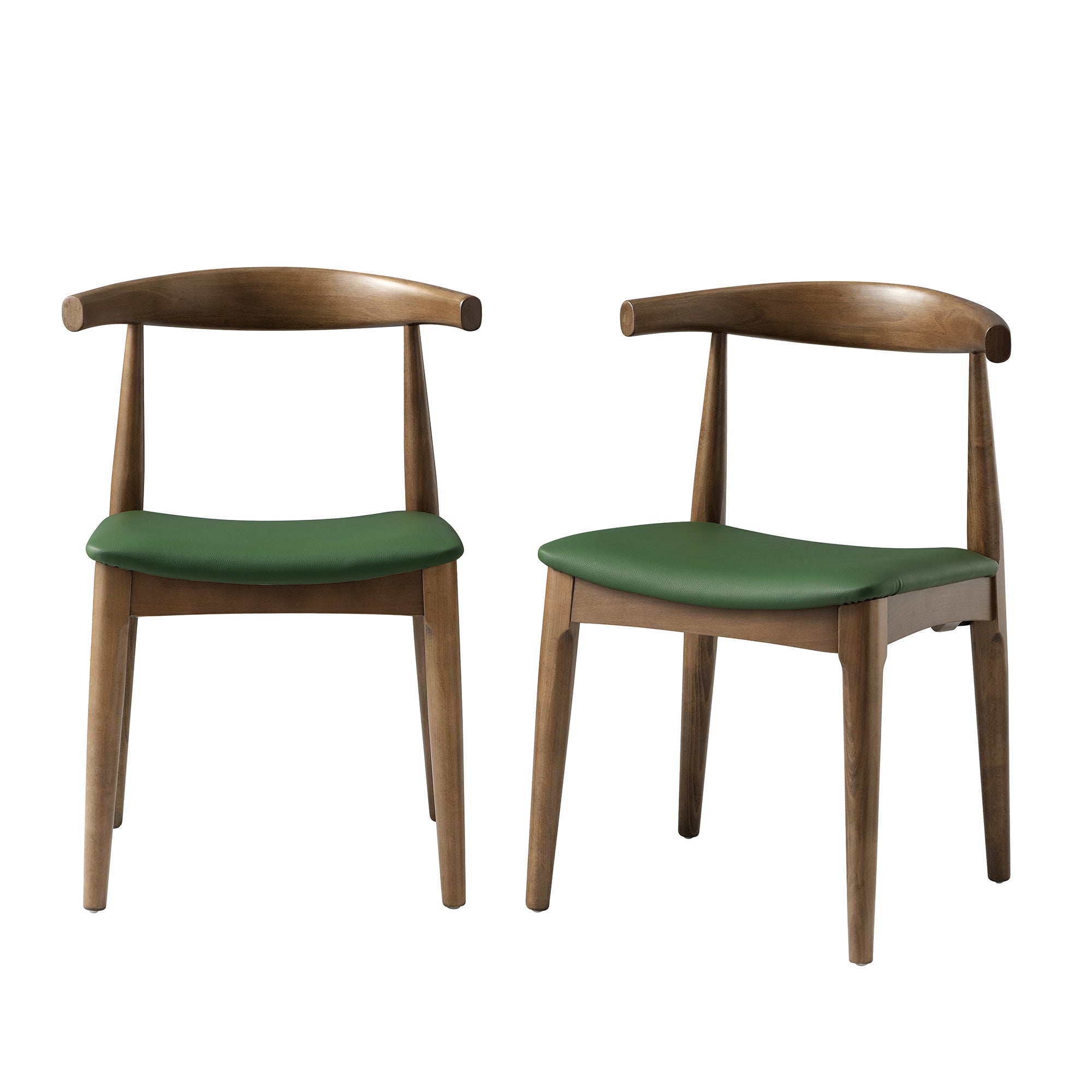 Arley Set of 2 Beech Wood Dining Chairs, Light Walnut and Olive Green