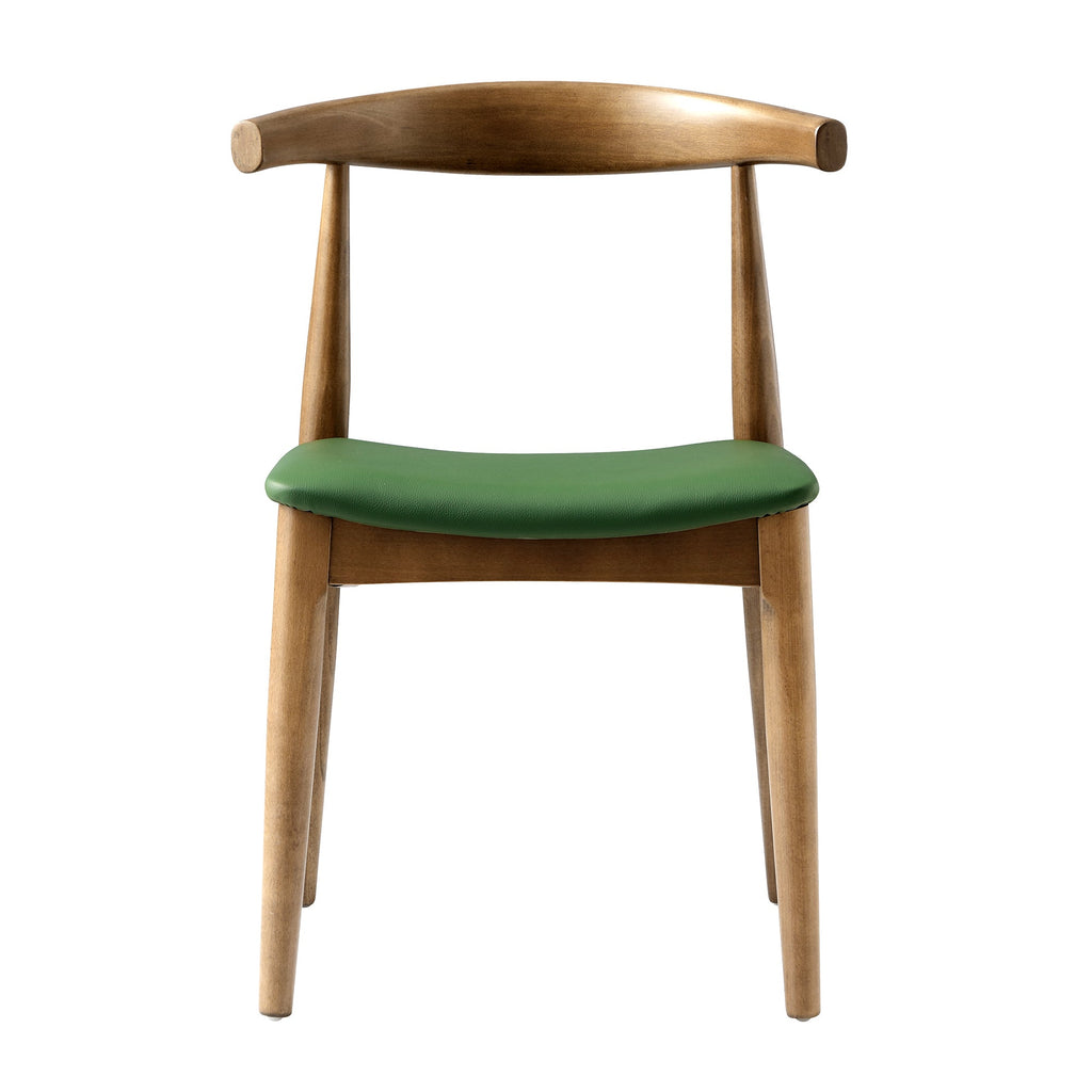 Arley Set of 2 Beech Wood Dining Chairs, Light Walnut and Olive Green