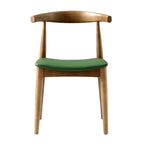 Arley Set of 2 Beech Wood Dining Chairs, Light Walnut and Olive Green