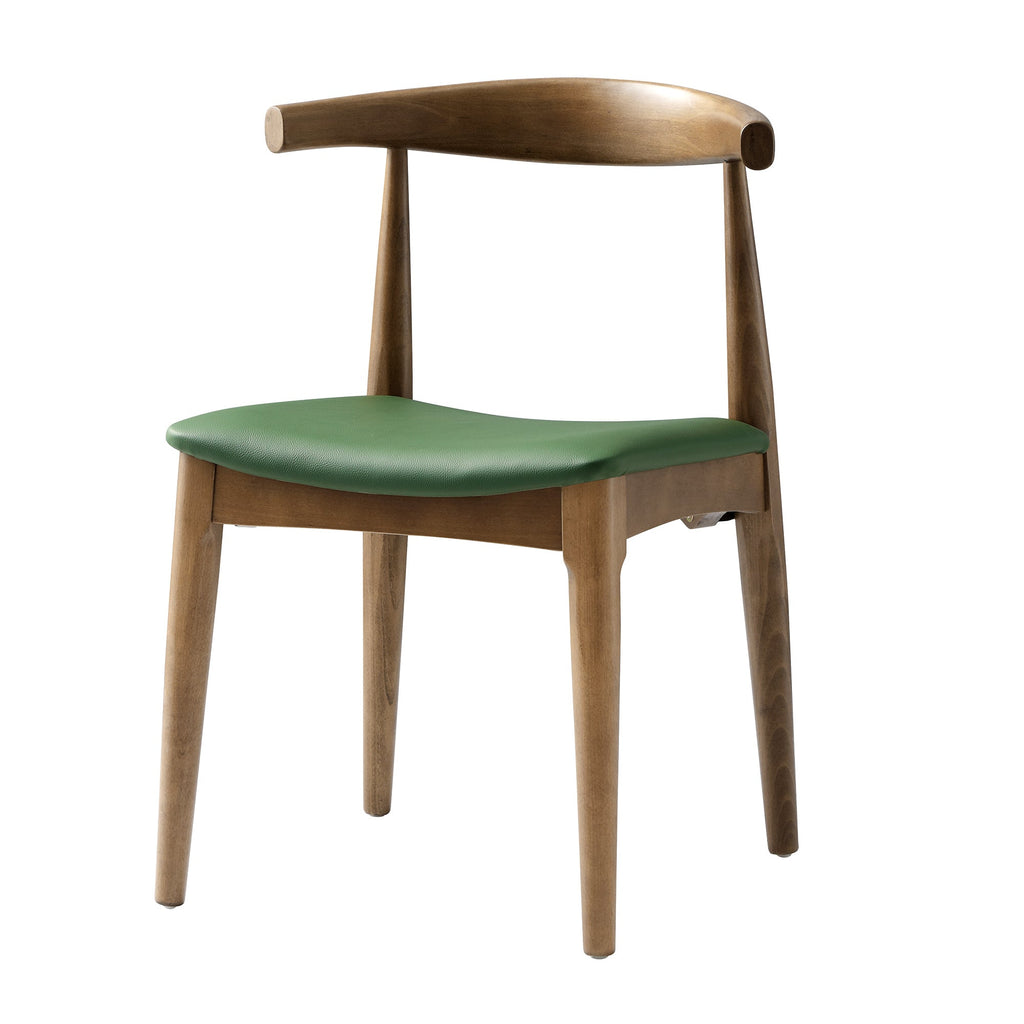 Arley Set of 2 Beech Wood Dining Chairs, Light Walnut and Olive Green