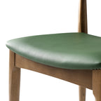 Arley Set of 2 Beech Wood Dining Chairs, Light Walnut and Olive Green