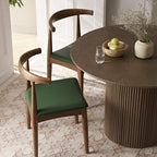 Arley Set of 2 Beech Wood Dining Chairs, Light Walnut and Olive Green