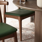 Arley Set of 2 Beech Wood Dining Chairs, Light Walnut and Olive Green