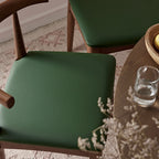 Arley Set of 2 Beech Wood Dining Chairs, Light Walnut and Olive Green