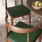 Arley Set of 2 Beech Wood Dining Chairs, Light Walnut and Olive Green