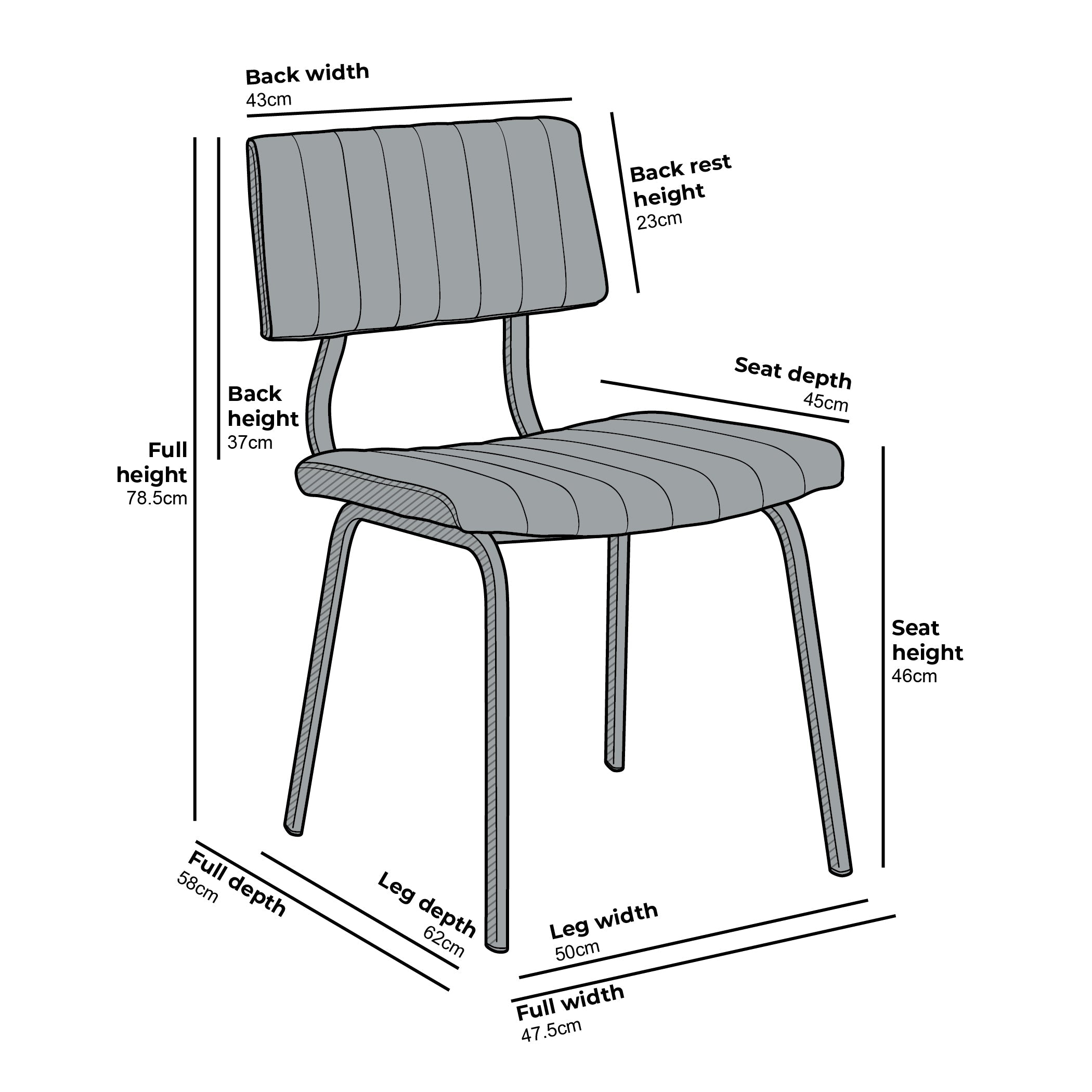 Charlecote Set of 2 Fluted Dining Chairs (Light Grey Linen)