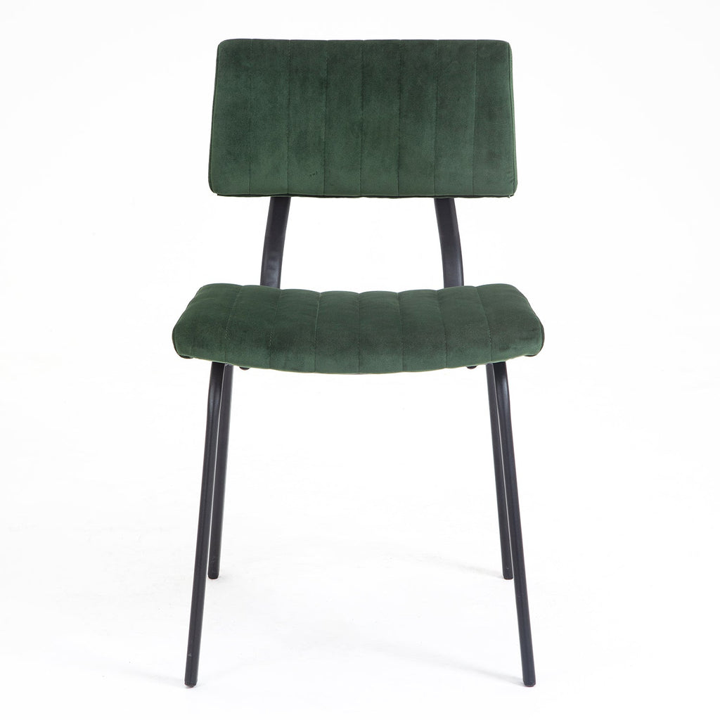 Charlecote Set of 2 Fluted Dining Chairs (Dark Green Velvet)
