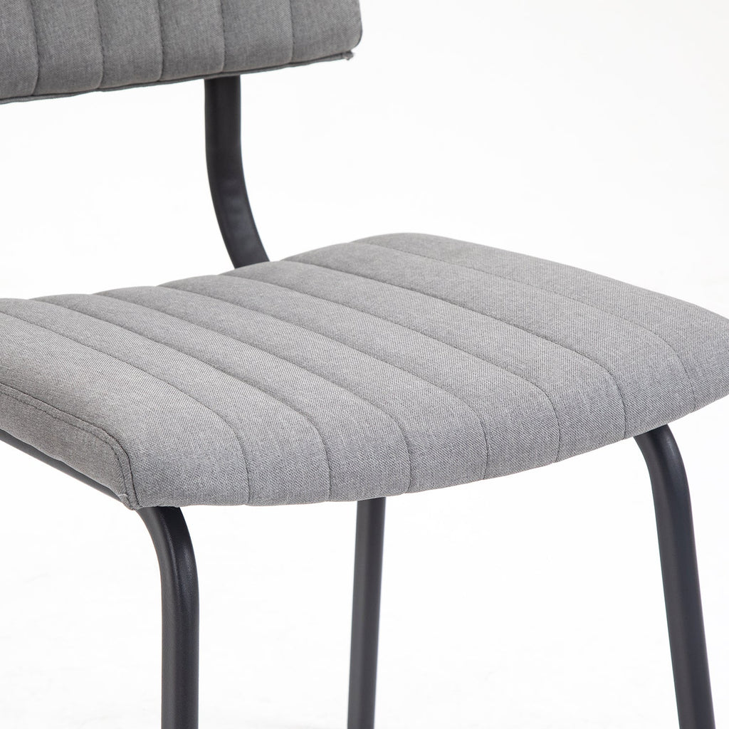 Charlecote Set of 2 Fluted Dining Chairs (Light Grey Linen)