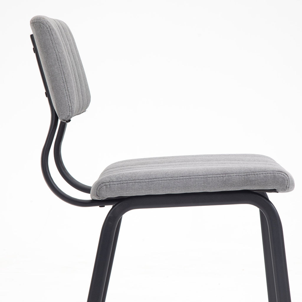 Charlecote Set of 2 Fluted Dining Chairs (Light Grey Linen)