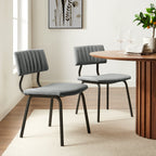 Charlecote Set of 2 Fluted Dining Chairs (Light Grey Linen)