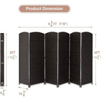 Room Divider 6 FT Tall Weave Fiber Freestanding Privacy Screen Folding Screen