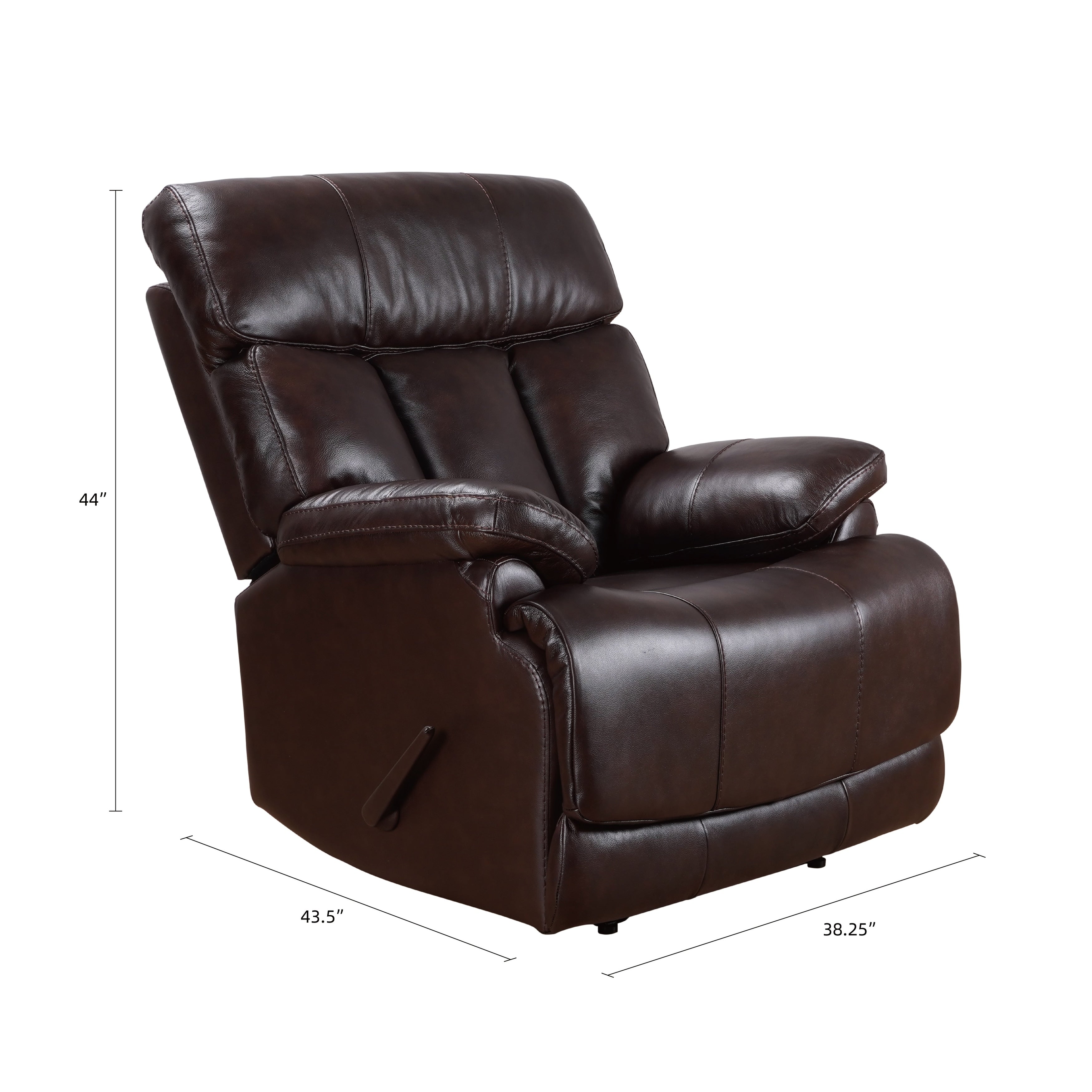 Davin Top Grain Leather Genuine leather Brown Extendable Footrest Manual Recliner
