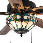 Della River of Goods Oil-Rubbed Bronze and Stained Glass 52-Inch 3-Light Remote-Controlled Ceiling Fan