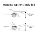 Della River of Goods Oil-Rubbed Bronze and Stained Glass 52-Inch 3-Light Remote-Controlled Ceiling Fan