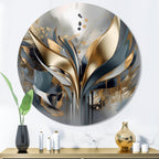 Designart Abstract Shapes And Lines IV Abstract Marble Metal Round Wall Art