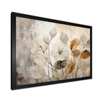 Designart Beige Botanical Impressions III Abstract Botanicals Framed Canvas Art Print
