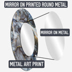 Designart Gold Constructing Blue Realms I Abstract Shapes Round Mirror - Modern Blue Living Room Mirror