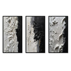 Designart White And Black Tranquility Unleashed III Abstract Marble Framed Wall Art Set Of 3 For Office Decor