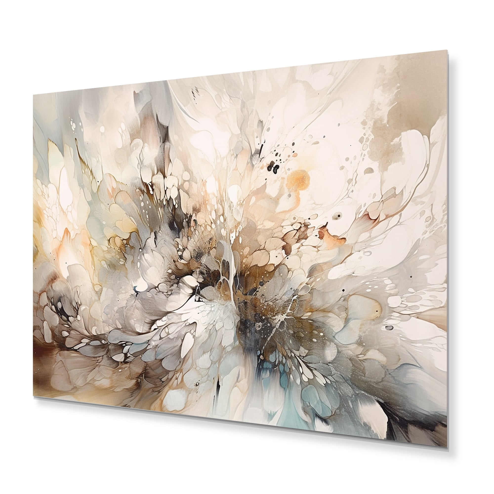 Designart White And Grey Geometric Depths I Modern Geometric Metal Wall Art