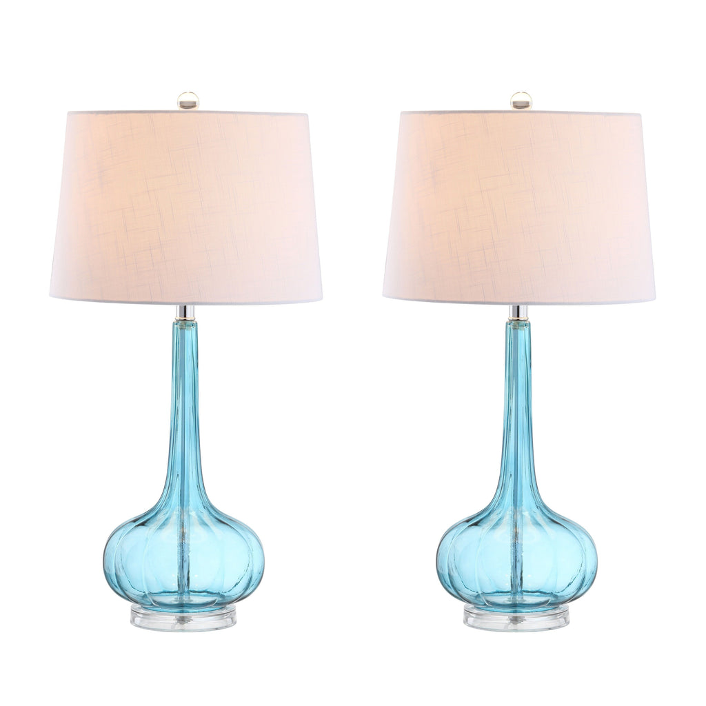 Diamante 28.5 Glass Teardrop LED Table Lamp, Pink (Set of 2) by JONATHAN Y