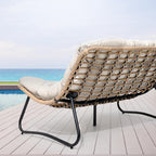 Double Papasan Chair Loveseat with Cushion, All-weather PE Rattan and Metal Frame for Indoor Outdoor