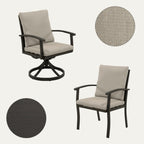 EGEIROS LIFE AluLux 9-Piece Aluminum Patio Dining Set with 2 Swivel Dining Chairs, 6 Dining Chairs and Washable Cushions