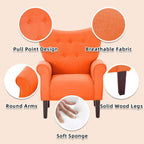 Erommy Modern Accent Chair, High Back Armchair, Upholstered Fabric Button Single Sofa with Wooden Legs for Living Room