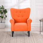 Erommy Modern Accent Chair, High Back Armchair, Upholstered Fabric Button Single Sofa with Wooden Legs for Living Room