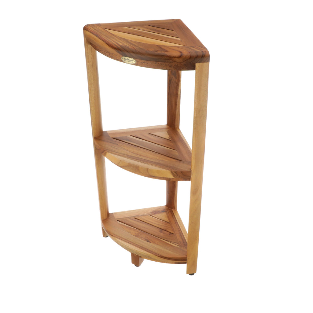 EcoDecors 3-Tier, Shower Table, Standing Shower-Caddy, Teak Shower Caddy, Shower Organizer Stand, Teak Shelf, Teak Shower Shelf