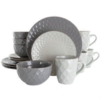 Elama Tahitian Diamond 16 Piece Stoneware Dinnerware Set in Slate