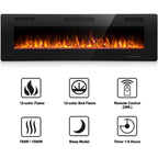Modern Recessed Wall-mounted Multicolor LED Electric Fireplace, Ultra-thin and Low Noise