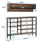 Entryway Coat Rack Shoe Bench Set, Industrial Hall Tree Coat Shoe Rack