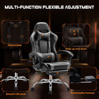 Ergonomic PU Leather 360° Swivel Gaming Recliner with Footrest, Headrest, Lumbar Support, Adjustable Height