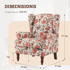Erommy Modern Accent Chair, High Back Armchair, Upholstered Fabric Button Single Sofa with Wooden Legs for Living Room