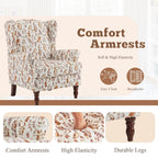 Erommy Modern Accent Chair, High Back Armchair, Upholstered Fabric Button Single Sofa with Wooden Legs for Living Room