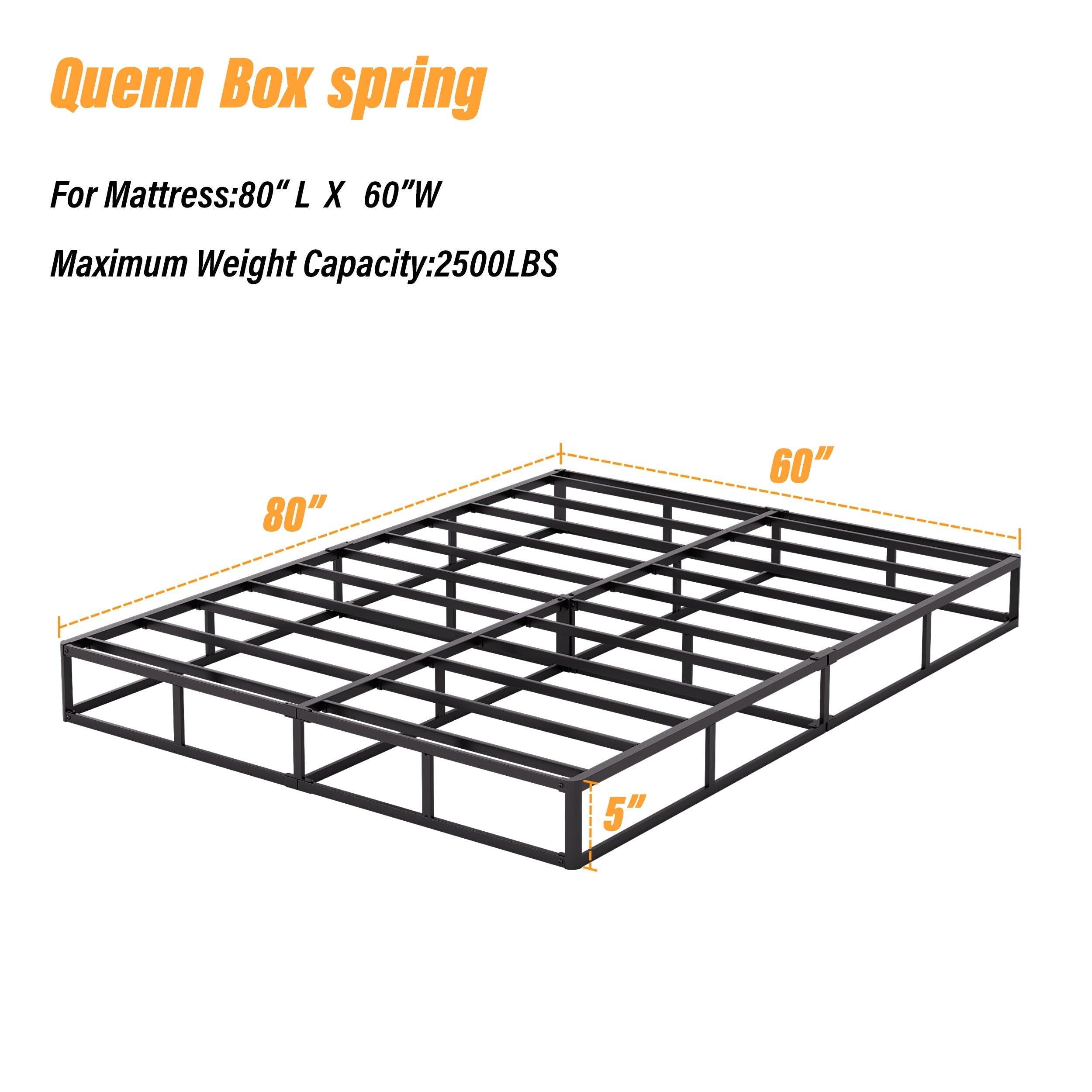 5 Inch Low Profile Metal Spring, Heavy Duty Structure with Grey Cover