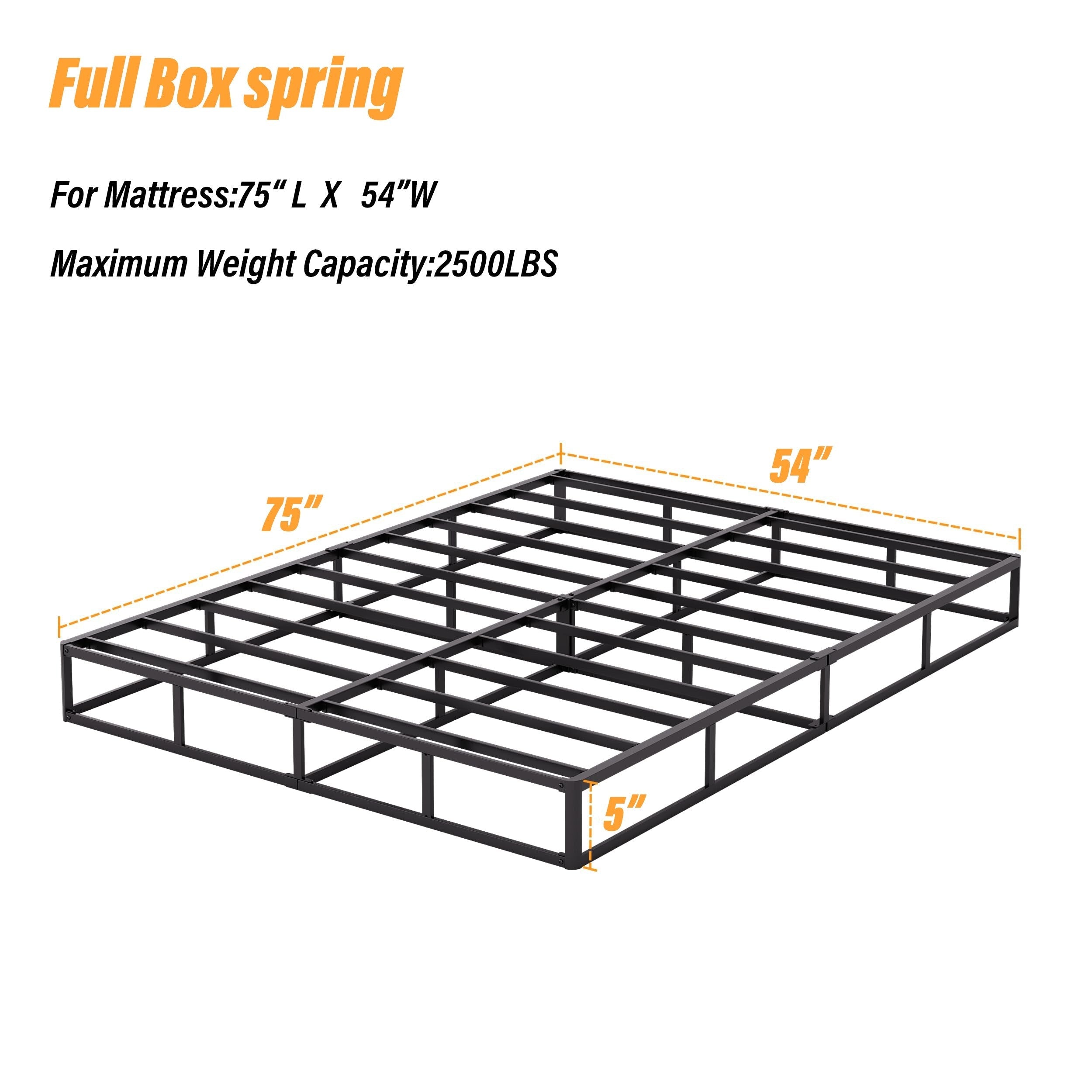 5 Inch Low Profile Metal Spring, Heavy Duty Structure with Grey Cover