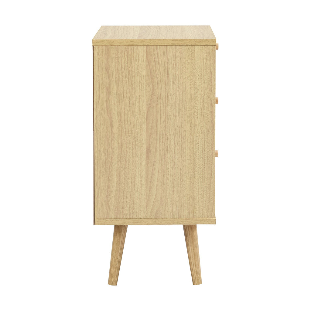 Anya Woven Rattan 3-Drawer Bedside Table in Natural Colour