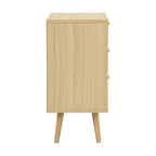 Anya Woven Rattan 3-Drawer Bedside Table in Natural Colour