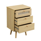 Anya Woven Rattan 3-Drawer Bedside Table in Natural Colour