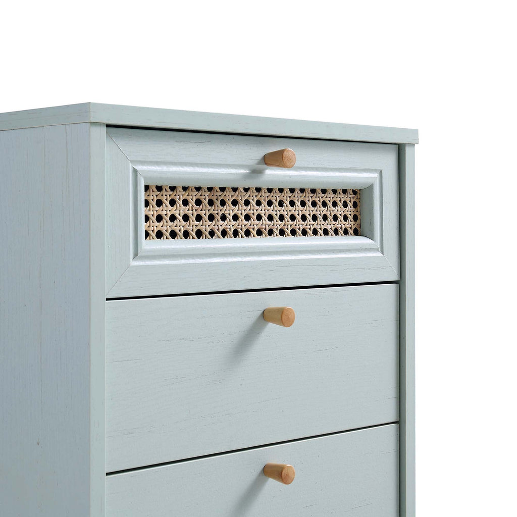 Anya Woven Rattan 3-Drawer Bedside Table in Mint Colour