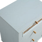 Anya Woven Rattan 3-Drawer Bedside Table in Mint Colour