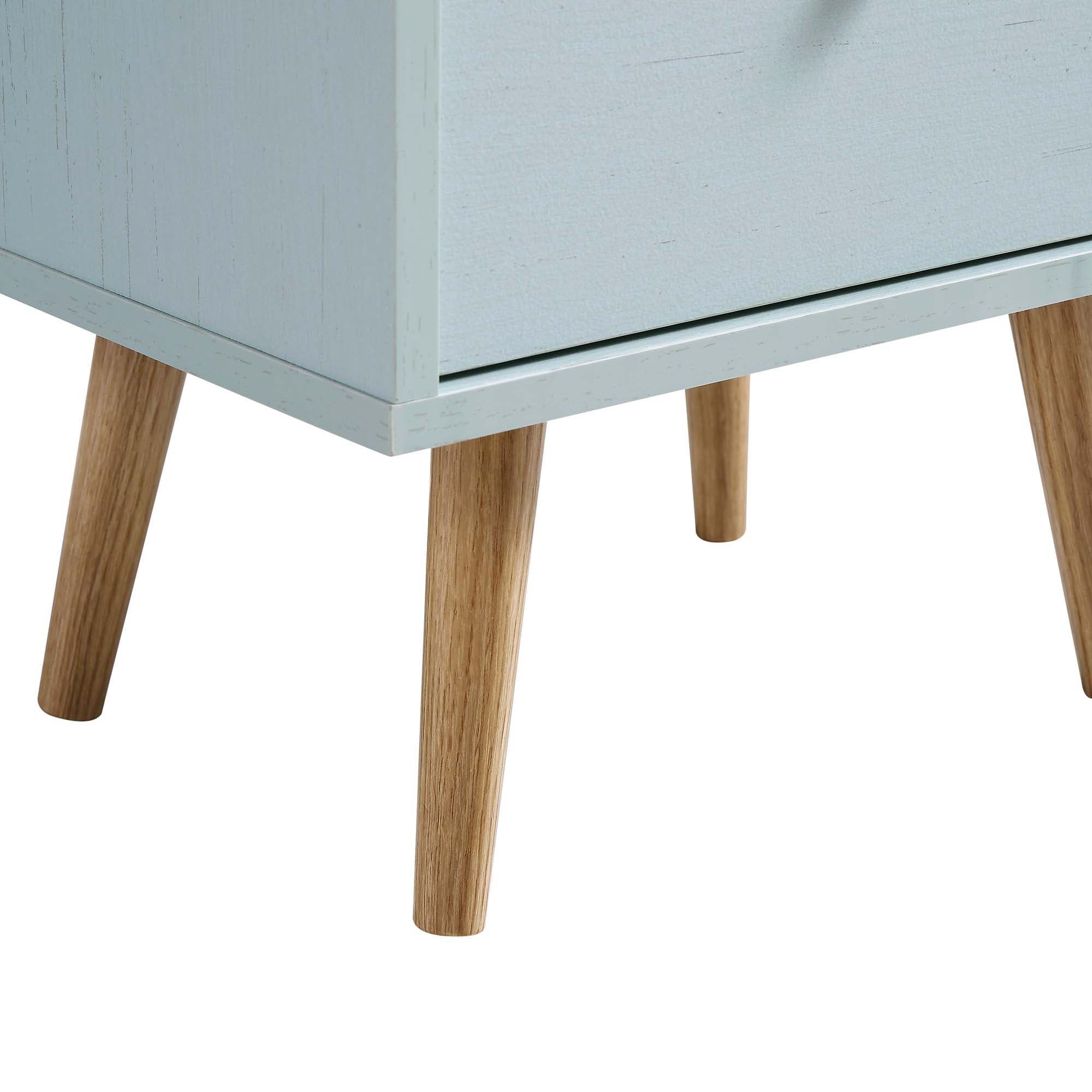 Anya Woven Rattan 3-Drawer Bedside Table in Mint Colour